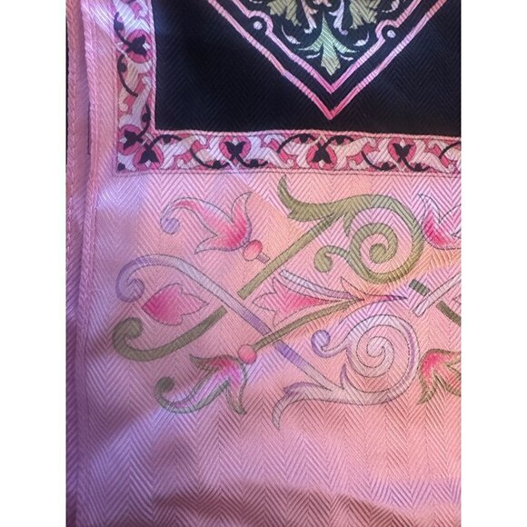 Black Pink Geometric Abstract Print Scarf Silk - Picture 5 of 5